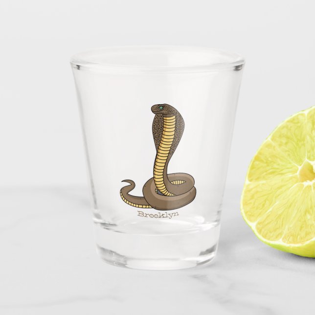 Copo De Shot Ilustração de cobra da cobra castanha (Frente)