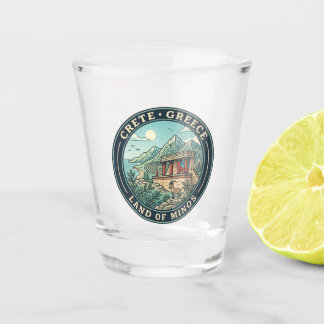 Copo De Shot Ilustração de Creta Grécia Arte de Viagem Badge