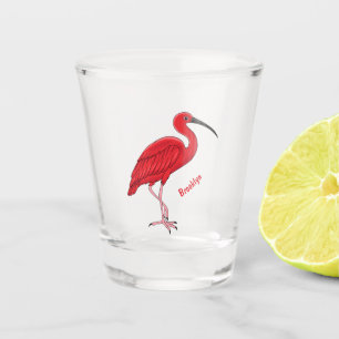 Copo De Shot Ilustração de desenho animado de aves Scarlet ibis