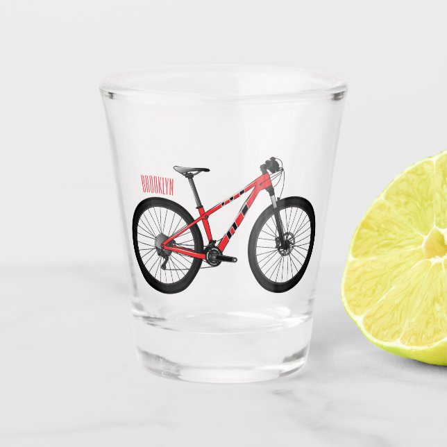 Copo De Shot Ilustração de desenho animado de bicicleta (Frente)
