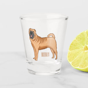 Copo De Shot Ilustração de desenho animado de cão Shar-Pei chin