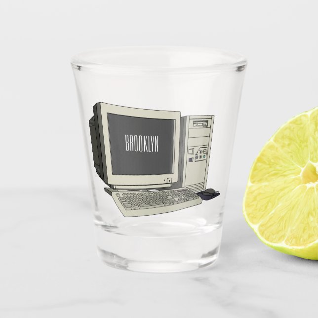 Copo De Shot Ilustração de desenho animado de computador (Frente)