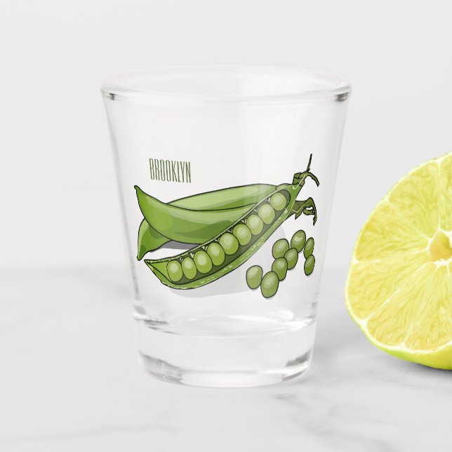Copo De Shot Ilustração de desenho animado de ervilha (Frente)