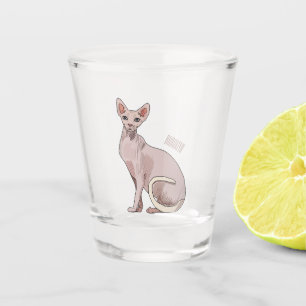 Copo De Shot Ilustração de desenho animado de gato esphynx