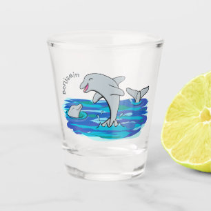 Copo De Shot Ilustração de desenho animado de golfinhos alegres