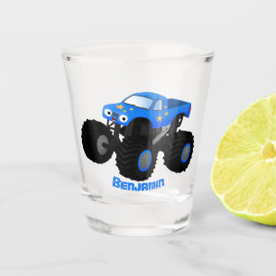 Copo De Shot Ilustração de desenho animado de monstro azul boni