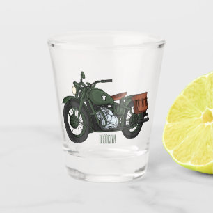 Copo De Shot Ilustração de desenho animado de motocicleta milit