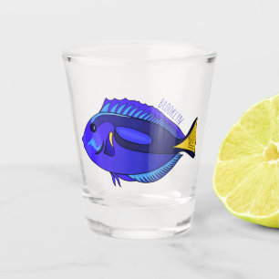Copo De Shot Ilustração de desenho animado de peixe marrom azul