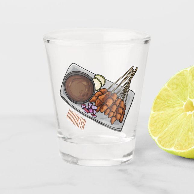 Copo De Shot Ilustração de desenho animado de Satay (Frente)