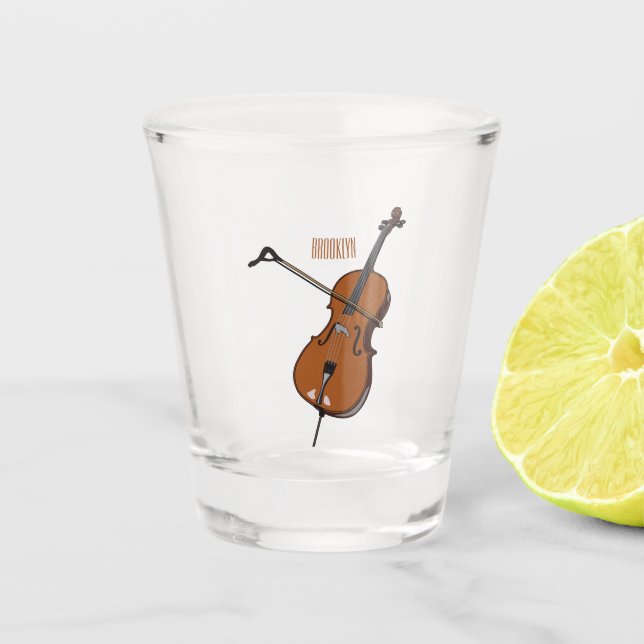 Copo De Shot ilustração de desenho animado de violoncelo  (Frente)