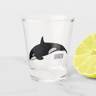 Copo De Shot Ilustração de desenho da baleia assassina