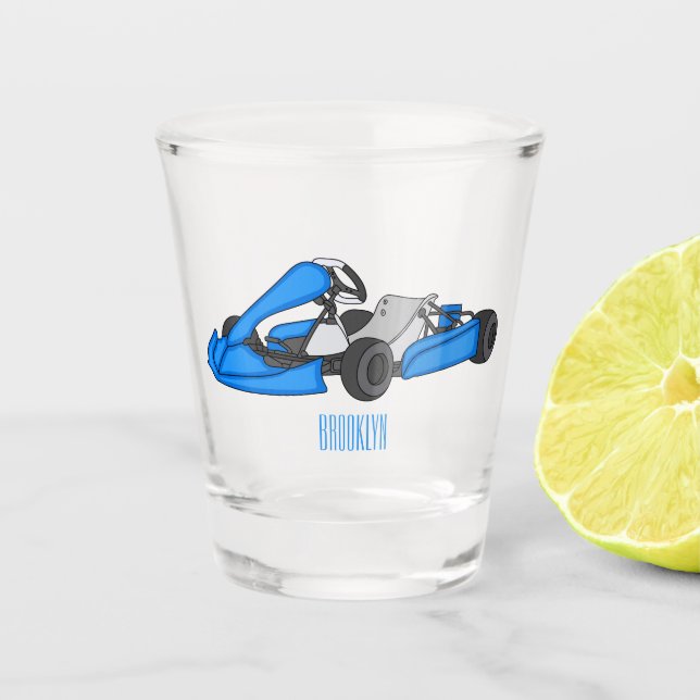 Copo De Shot Ilustração de desenho de corrida de Kart (Frente)