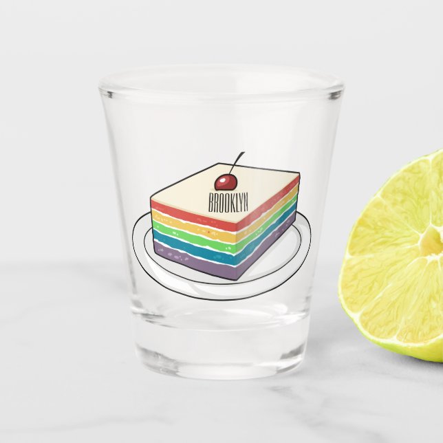 Copo De Shot Ilustração de desenho do bolo-arco-íris (Frente)