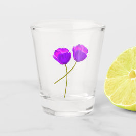 Copo De Shot Ilustração de Flores Liláticas Roxas