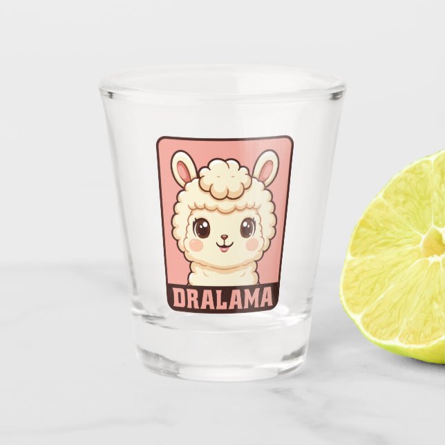 Copo De Shot Ilustração de lhama fofa design (Frente)