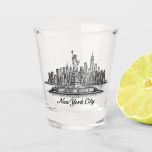 Copo De Shot Ilustração de Linha do Horizonte de Nova York