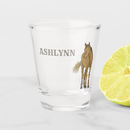Copo De Shot Ilustração Realista do Cavalo Castanho-Claro