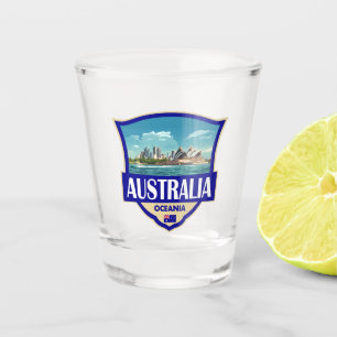 Copo De Shot Ilustração Retro Badge da Austrália