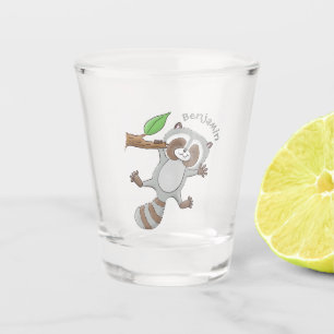 Copo De Shot Imagem de desenho animado de bebê guaxinim feliz e