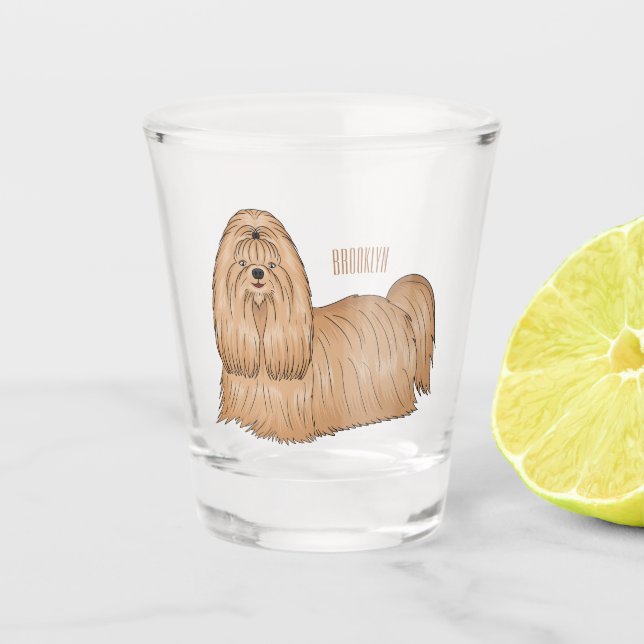 Copo De Shot Imagem de desenho animado de cabelos longos Shih t (Frente)