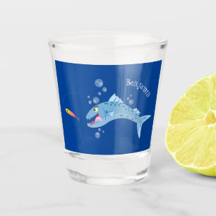 Copo De Shot Imagem de desenho animado de pesca com fome de pei