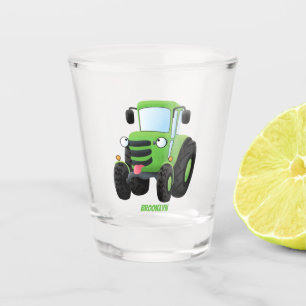 Copo De Shot Imagem de desenho animado de trator fazenda verde-