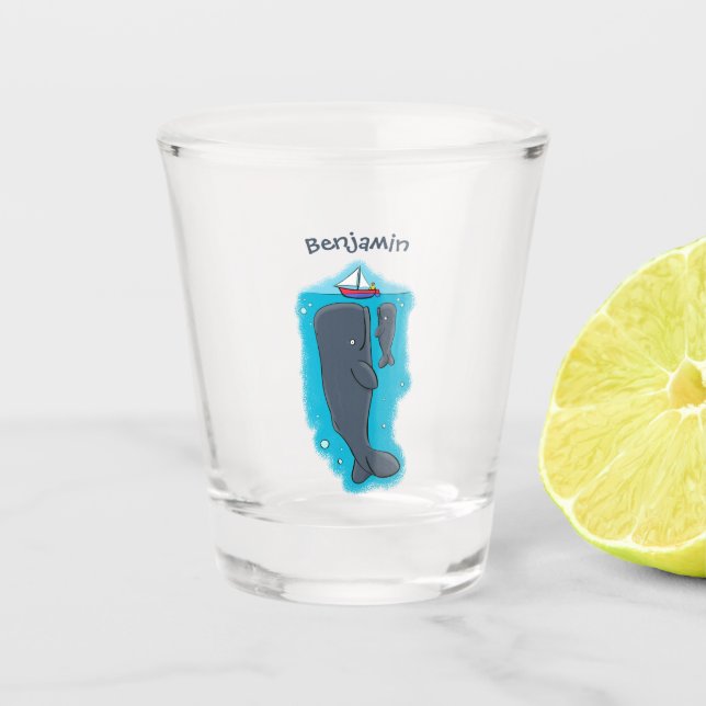 Copo De Shot Imagem de desenhos animados de baleias-brancas e e (Frente)