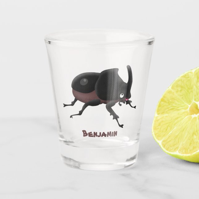 Copo De Shot Imagem do desenho animado do besouro da rinoceront (Frente)