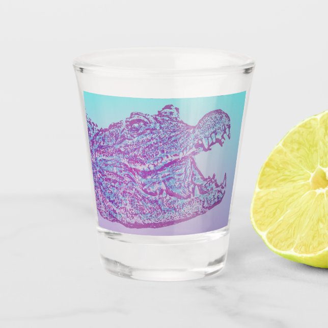 Copo De Shot Impressão de crocodilo azul e roxo (Frente)