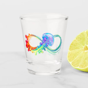 Copo De Shot Infinidade com água-vivas do Arco-Íris