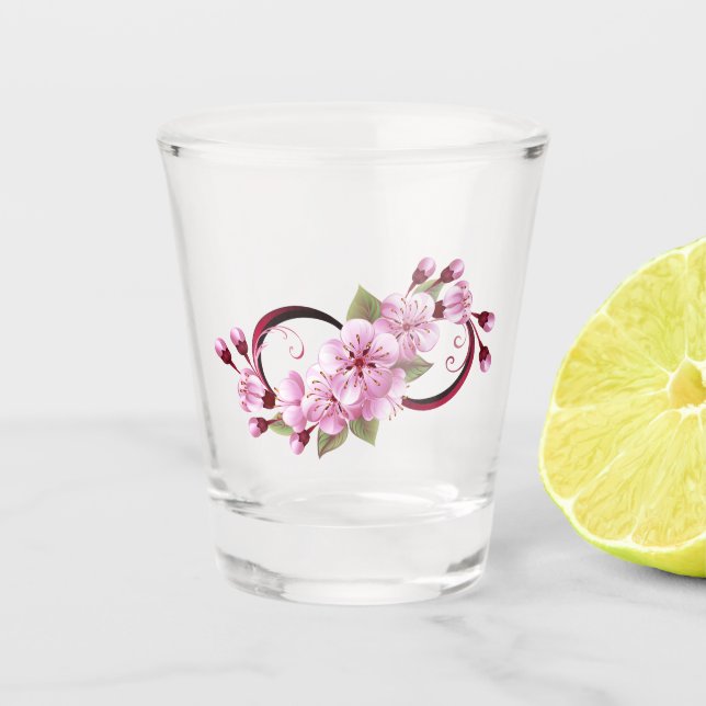 Copo De Shot Infinidade com Flores de Flor Sakura (Frente)