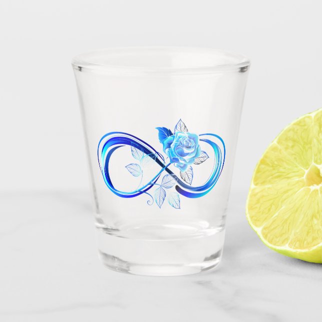 Copo De Shot Infinito brilhante com rosa azul (Frente)