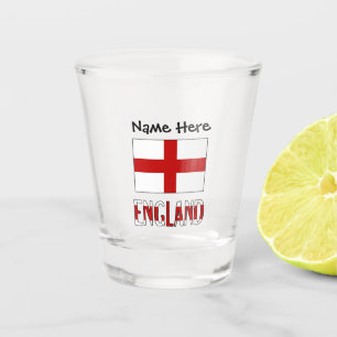 Copo De Shot Inglaterra e Bandeira Inglesa com o Seu Nome Shot