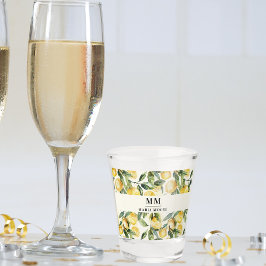 Copo De Shot Iniciais do monograma de limões nome