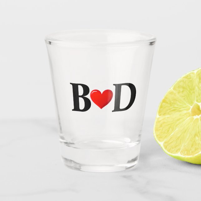 Copo De Shot Iniciais Personalizados pelo Coração (Frente)