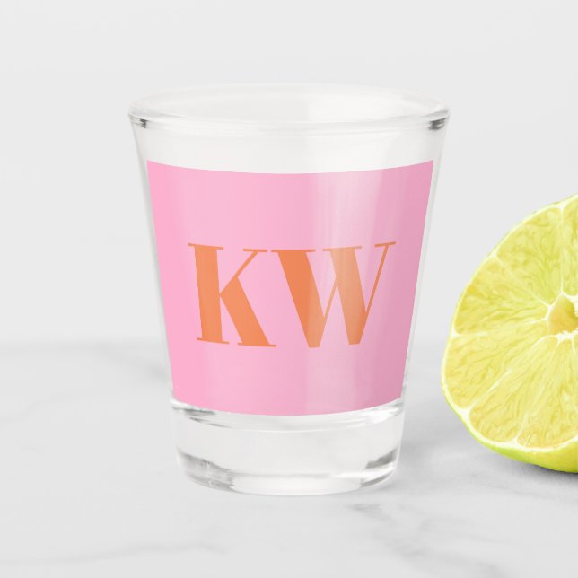 Copo De Shot Inicial Monogramática Personalizada Moderno Rosa L (Frente)