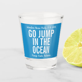 Copo De Shot Ir Saltar na Festa da Casa Branca e Azul do Oceano
