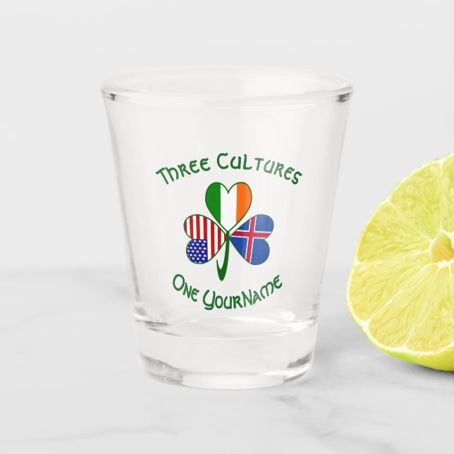 Copo De Shot Islandês irlandês irlandês Flag Shamrock Personali (Frente)