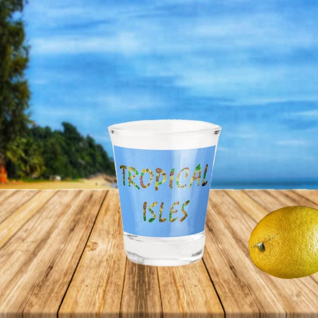 Copo De Shot Isles Tropicais-Brwn (Dream of island ventures, as you enjoy your whiskey in this, Tropical Isles-Brwn Shot Glass! )