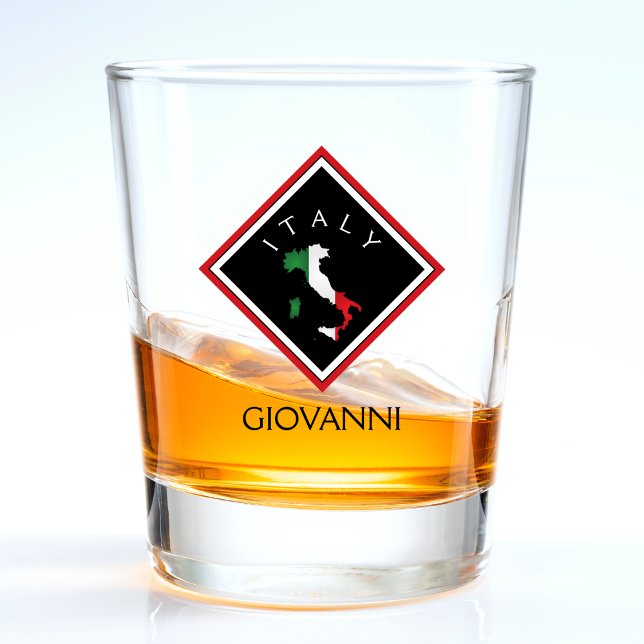 Copo De Shot Itália Flag Italia Map Black Diamond Name (italy map shot glass)