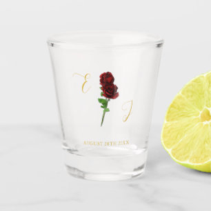 Copo De Shot Ivory Dourada Rosa Wedding