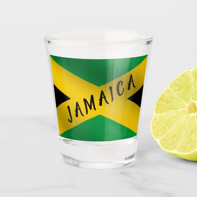 Copo De Shot Jamaica Green Black & Dourado Jamaican Flag (Frente)