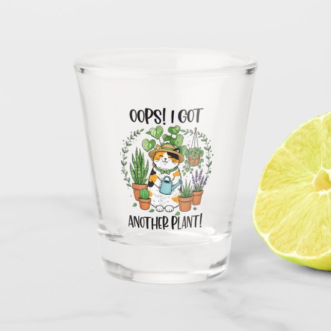 Copo De Shot Jardinagem Plantio Gato Oops Peguei Outra Planta (Frente)