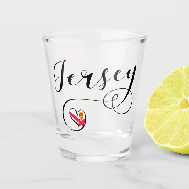 Copo De Shot Jersey Flag Heart, Ilhas do Canal (Frente)