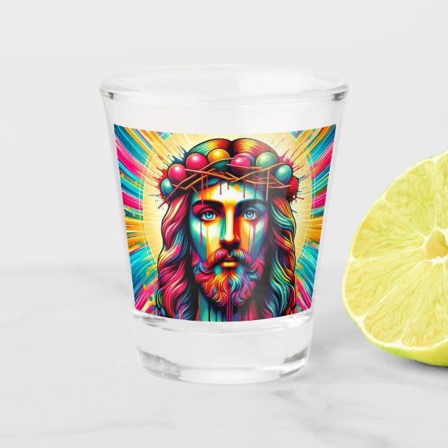 Copo De Shot Jesus colorido atirou em óculos! (Frente)