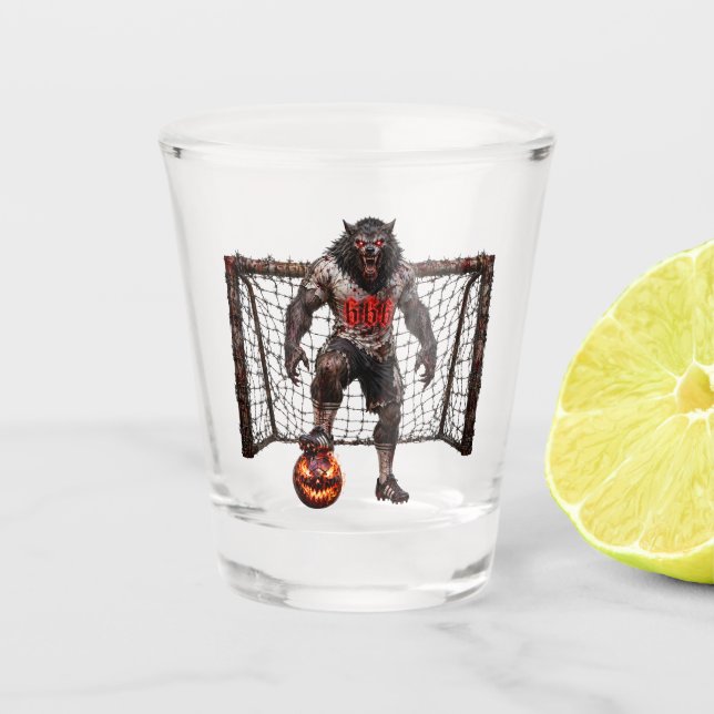 Copo De Shot Jogador de Futebol Lobisomem Arte de Terror de Hal (Frente)