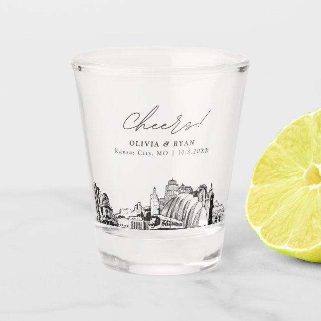 Copo De Shot Kansas City Wedding Favorece Chefias Personalizada (Frente)
