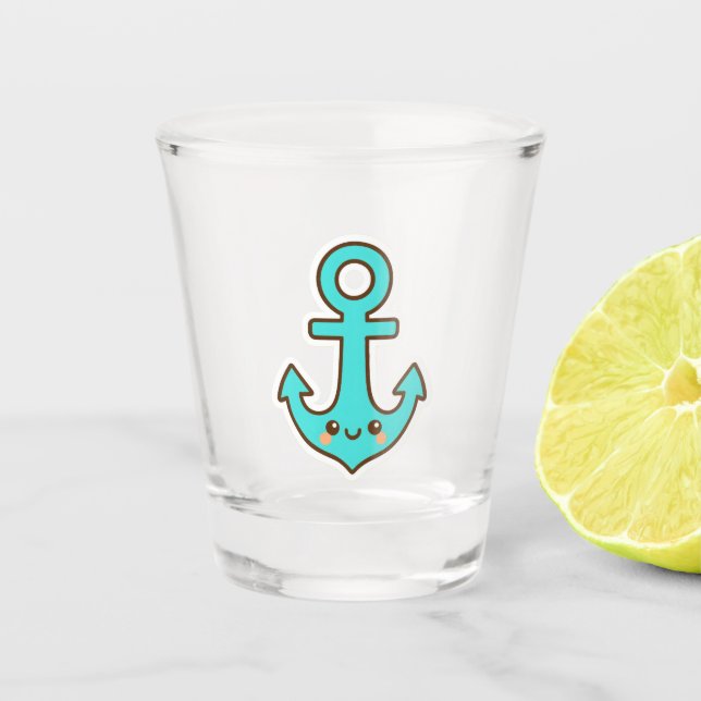 Copo De Shot Kawaii Turquoise Anchor - Whimsical & Cheerful (Frente)