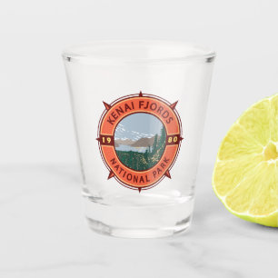 Copo De Shot Kenai Fjords National Park Retro Compass Emblem