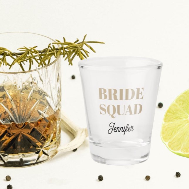 Copo De Shot Khaki Wedding Bride Squad Personalized (In Situ)